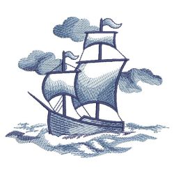 Toile Ships 02(Lg) machine embroidery designs
