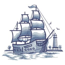 Toile Ships 07(Sm) machine embroidery designs