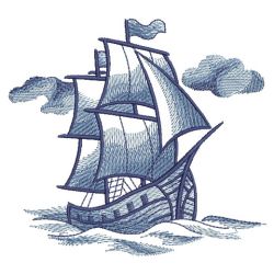 Toile Ships 10(Md) machine embroidery designs