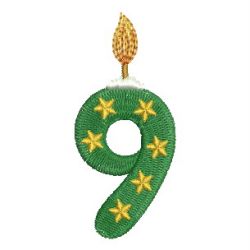 Birthday Number Candles 09 machine embroidery designs