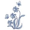 Blue Jacobean Floral Butterfly 01(Lg)