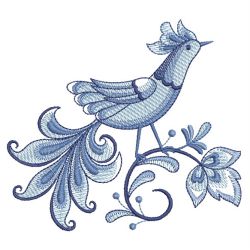 Blue Jacobean Birds 02(Sm) machine embroidery designs
