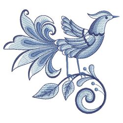 Blue Jacobean Birds 05(Lg) machine embroidery designs