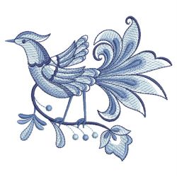 Blue Jacobean Birds 07(Sm) machine embroidery designs