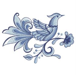 Blue Jacobean Birds 08(Lg) machine embroidery designs
