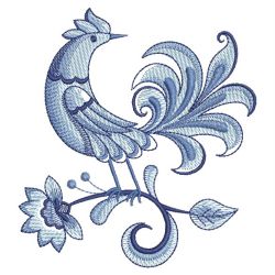 Blue Jacobean Birds 09(Sm) machine embroidery designs