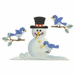 Snowman And Bluebirds 07(Sm) machine embroidery designs
