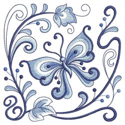 Blue Jacobean Butterfly 01(Sm) machine embroidery designs