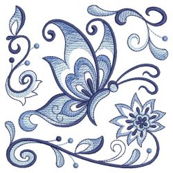 Blue Jacobean Butterfly 02(Md) machine embroidery designs