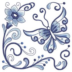 Blue Jacobean Butterfly 03(Sm) machine embroidery designs