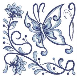 Blue Jacobean Butterfly 04(Lg) machine embroidery designs