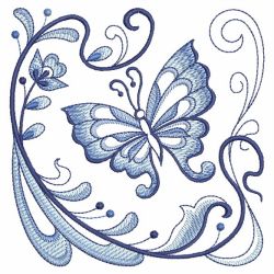 Blue Jacobean Butterfly 05(Sm) machine embroidery designs