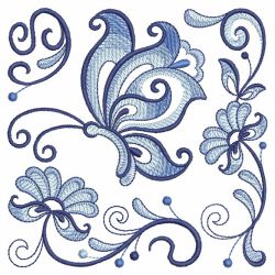 Blue Jacobean Butterfly 07(Md) machine embroidery designs