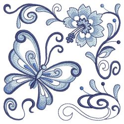 Blue Jacobean Butterfly 08(Sm) machine embroidery designs