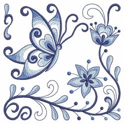 Blue Jacobean Butterfly 09(Lg) machine embroidery designs