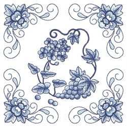 Blue Jacobean Fruits 03(Md) machine embroidery designs