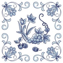 Blue Jacobean Fruits 08(Lg) machine embroidery designs