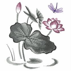 Brush Painting Lotus 02(Md) machine embroidery designs