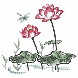 Brush Painting Lotus 03(Md) machine embroidery designs