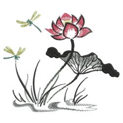 Brush Painting Lotus 05(Md) machine embroidery designs