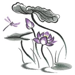 Brush Painting Lotus 06(Lg) machine embroidery designs