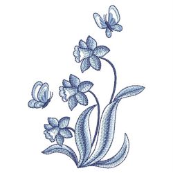 Blue Jacobean Floral Butterfly 01(Sm) machine embroidery designs