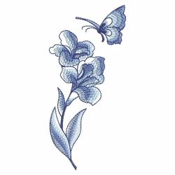 Blue Jacobean Floral Butterfly 06(Lg) machine embroidery designs