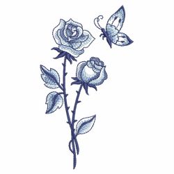 Blue Jacobean Floral Butterfly 09(Lg) machine embroidery designs