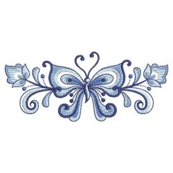 Blue Jacobean Butterfly Borders 01(Sm) machine embroidery designs