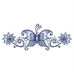 Blue Jacobean Butterfly Borders 02(Sm) machine embroidery designs