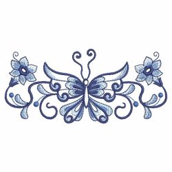 Blue Jacobean Butterfly Borders 03(Lg) machine embroidery designs
