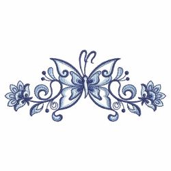 Blue Jacobean Butterfly Borders 04(Lg) machine embroidery designs