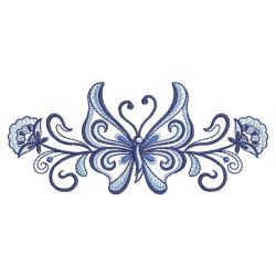 Blue Jacobean Butterfly Borders 06(Lg) machine embroidery designs