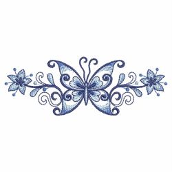 Blue Jacobean Butterfly Borders 07(Md) machine embroidery designs