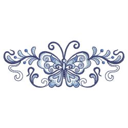 Blue Jacobean Butterfly Borders 08(Sm) machine embroidery designs