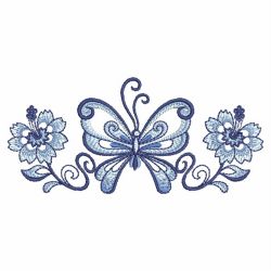 Blue Jacobean Butterfly Borders 09(Sm) machine embroidery designs