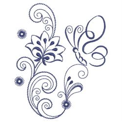 Bluework Jacobean Butterfly 10(Lg) machine embroidery designs