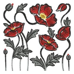 Brush Painting Poppies 08(Lg) machine embroidery designs