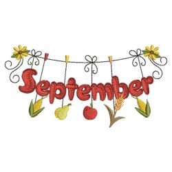 Monthly Clothesline 09(Sm) machine embroidery designs