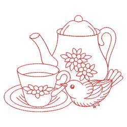 Redwork Tea Time 04(Sm) machine embroidery designs