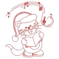 Redwork Christmas Kitty 01(Sm) machine embroidery designs