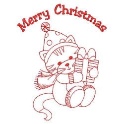 Redwork Christmas Kitty 02(Lg) machine embroidery designs