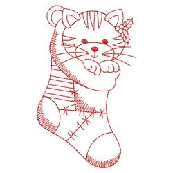 Redwork Christmas Kitty 04(Md) machine embroidery designs