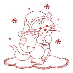 Redwork Christmas Kitty 05(Md) machine embroidery designs