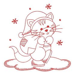 Redwork Christmas Kitty 05(Sm) machine embroidery designs