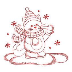 Redwork Christmas Kitty 06(Md) machine embroidery designs