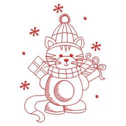Redwork Christmas Kitty 07(Md) machine embroidery designs