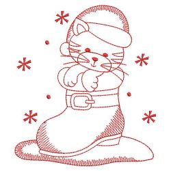 Redwork Christmas Kitty 08(Sm)