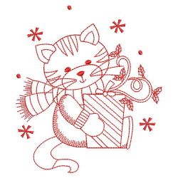 Redwork Christmas Kitty 09(Md) machine embroidery designs