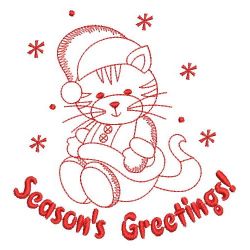 Redwork Christmas Kitty 10(Md) machine embroidery designs